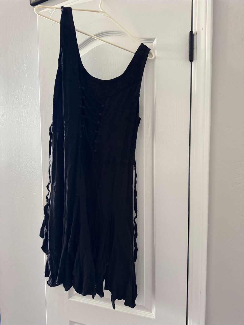 Love Black Lace-Up Scoop Neck Mini Dress